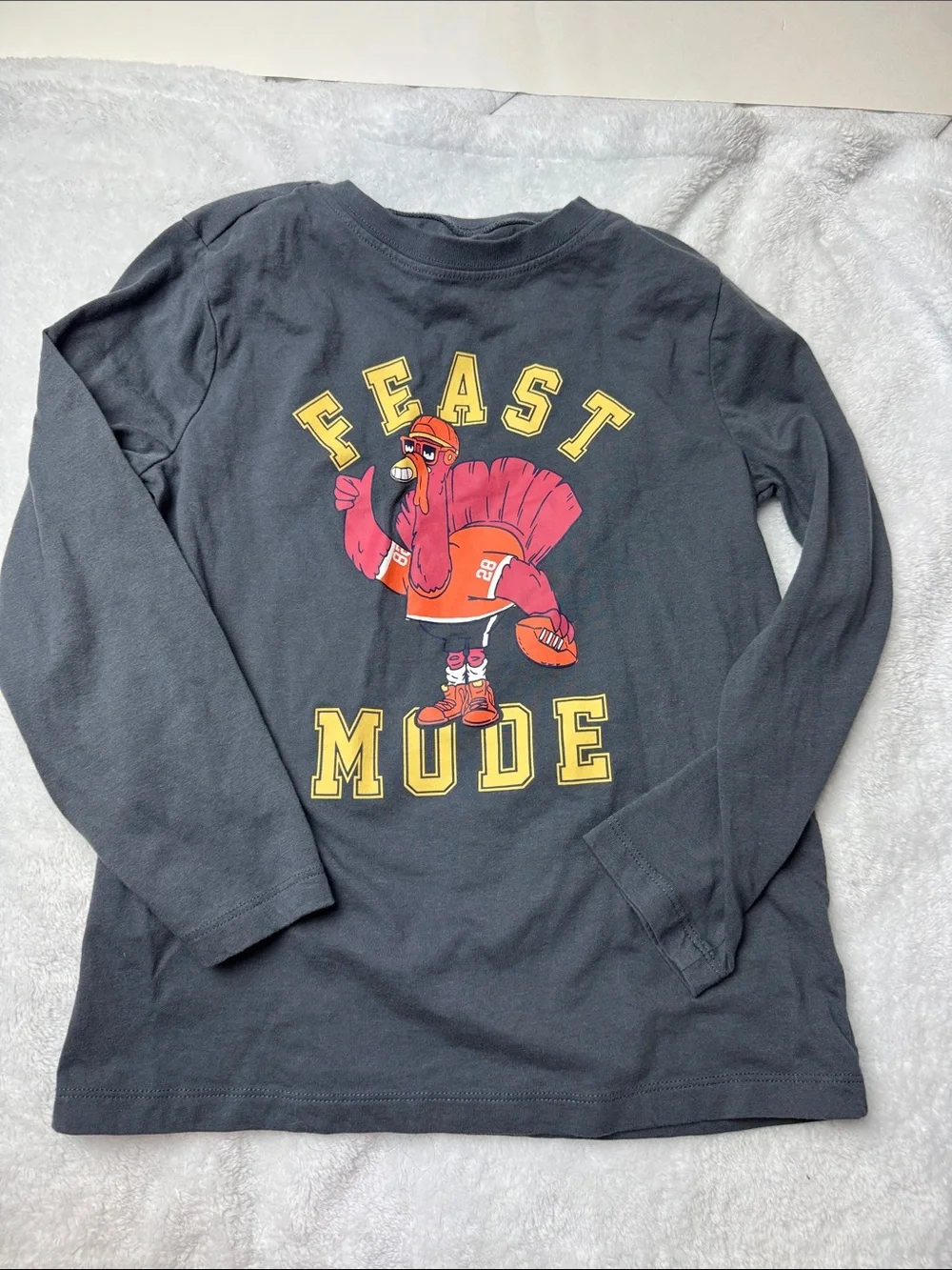 Carter's Charcoal 'Feast Mode' Long-Sleeve Tee with Turkey Graphic